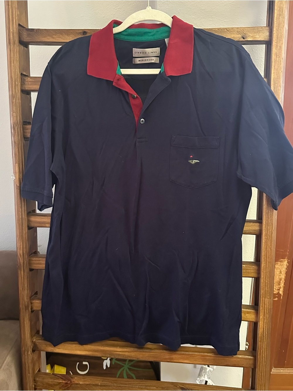 Cypress Lake Navy Polo with Red Collar and Green Neck Trim